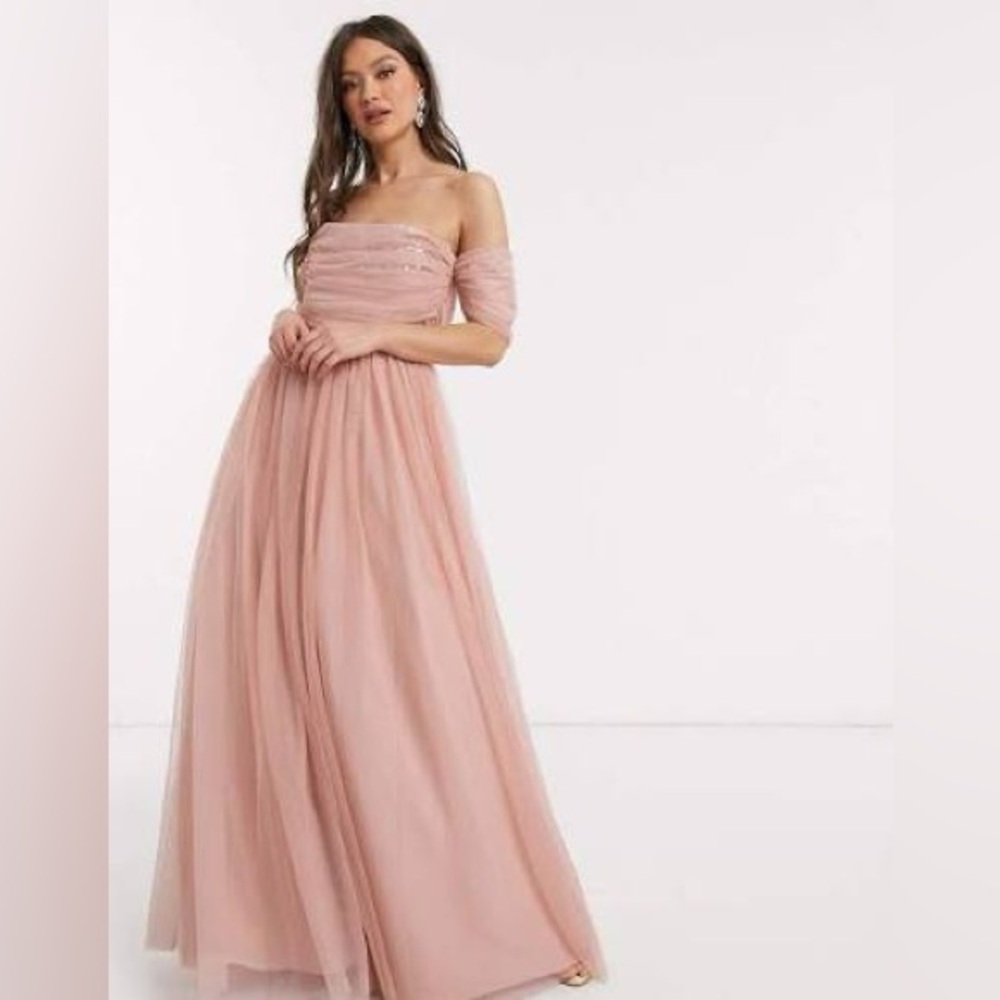 ASOS Dusty Rose Tulle Maxi Dress